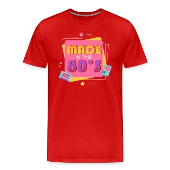 80er Die Musik der 80er - Männer Premium Bio T-Shirt - Rot - Vorne - Damien (186cm)
