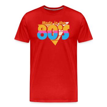80er Die Musik der 80er - Männer Premium Bio T-Shirt - Rot - Vorne - Damien (186cm)
