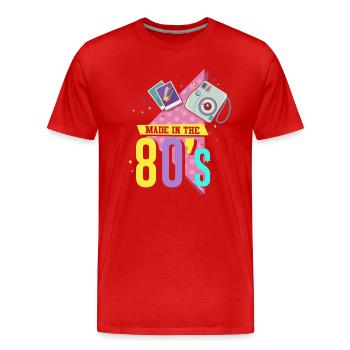 80er Die Musik der 80er - Männer Premium Bio T-Shirt - Rot - Vorne - Damien (186cm)