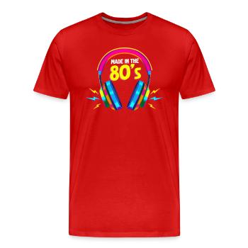 80er Die Musik der 80er - Männer Premium Bio T-Shirt - Rot - Vorne - Damien (186cm)