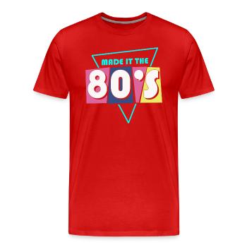 80er Die Musik der 80er - Männer Premium Bio T-Shirt - Rot - Vorne - Damien (186cm)