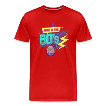 80er Die Musik der 80er - Männer Premium Bio T-Shirt - Rot - Vorne - Damien (186cm)