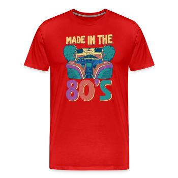 80er Die Musik der 80er - Männer Premium Bio T-Shirt - Rot - Vorne - Damien (186cm)