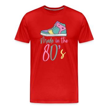 80er Die Musik der 80er - Männer Premium Bio T-Shirt - Rot - Vorne - Damien (186cm)
