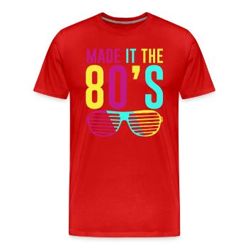 80er Die Musik der 80er - Männer Premium Bio T-Shirt - Rot - Vorne - Damien (186cm)