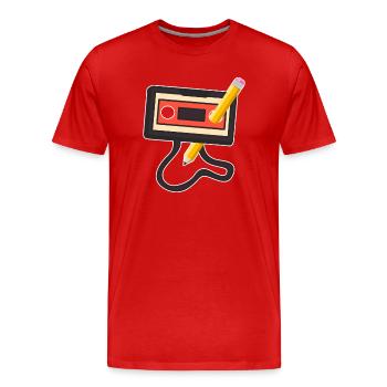80's Cassette Tape 1990s Pencil Winding Cassette - Men's Premium Organic T-Shirt - red - Front - Damien (186cm)