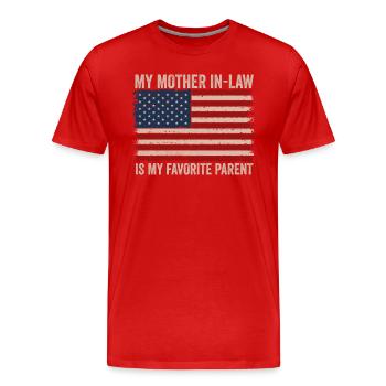 Meine Schwiegermutter ist meine Lieblingsmutter - Männer Premium Bio T-Shirt - Rot - Vorne - Damien (186cm)