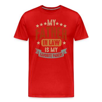 Mein Schwiegervater ist mein Lieblingselternteil - Männer Premium Bio T-Shirt - Rot - Vorne - Damien (186cm)