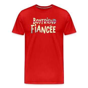 Couple Engagement Engaged Men Funny Fiancee - Men's Premium Organic T-Shirt - red - Front - Damien (186cm)