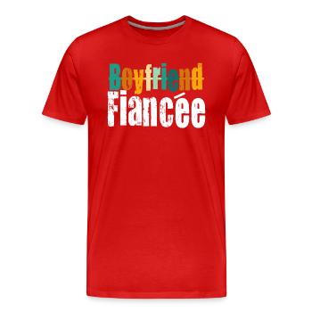 Couple Engagement Engaged Men Funny Fiancee - Men's Premium Organic T-Shirt - red - Front - Damien (186cm)