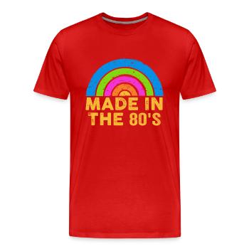 80er Die Musik der 80er Jahre - Männer Premium Bio T-Shirt - Rot - Vorne - Damien (186cm)
