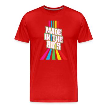 80er Die Musik der 80er Jahre - Männer Premium Bio T-Shirt - Rot - Vorne - Damien (186cm)