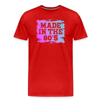 80er Die Musik der 80er Jahre - Männer Premium Bio T-Shirt - Rot - Vorne - Damien (186cm)