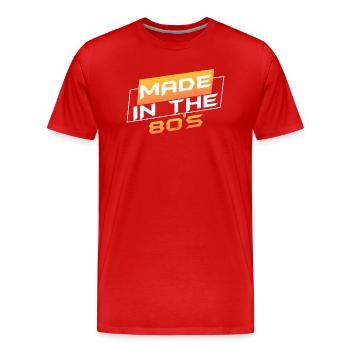 80er Die Musik der 80er Jahre - Männer Premium Bio T-Shirt - Rot - Vorne - Damien (186cm)