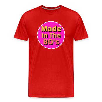 80er Die Musik der 80er Jahre - Männer Premium Bio T-Shirt - Rot - Vorne - Damien (186cm)