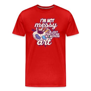 Je ne suis pas une peinture d’Art moderne amusante et désordonnée - T-shirt bio Premium Homme - rouge - Devant - Damien (186cm)
