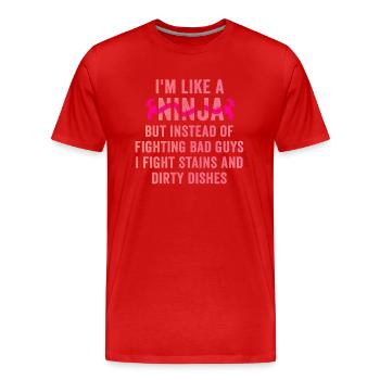 Comme une femme au foyer ninja - T-shirt bio Premium Homme - rouge - Devant - Damien (186cm)