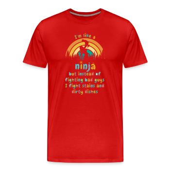 Comme une femme au foyer ninja - T-shirt bio Premium Homme - rouge - Devant - Damien (186cm)