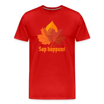 Ahornsirup Baum Klopfen Lustiger Herbstpfannkuchen - Männer Premium Bio T-Shirt - Rot - Vorne - Damien (186cm)