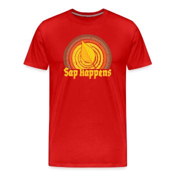 Ahornsirup Baum Klopfen Lustiger Herbstpfannkuchen - Männer Premium Bio T-Shirt - Rot - Vorne - Damien (186cm)
