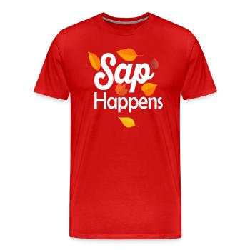 Ahornsirup Baum Klopfen Lustiger Herbstpfannkuchen - Männer Premium Bio T-Shirt - Rot - Vorne - Damien (186cm)
