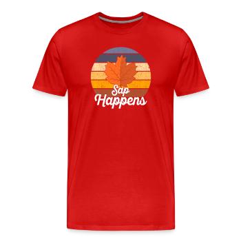 Ahornsirup Baum Klopfen Lustiger Herbstpfannkuchen - Männer Premium Bio T-Shirt - Rot - Vorne - Damien (186cm)
