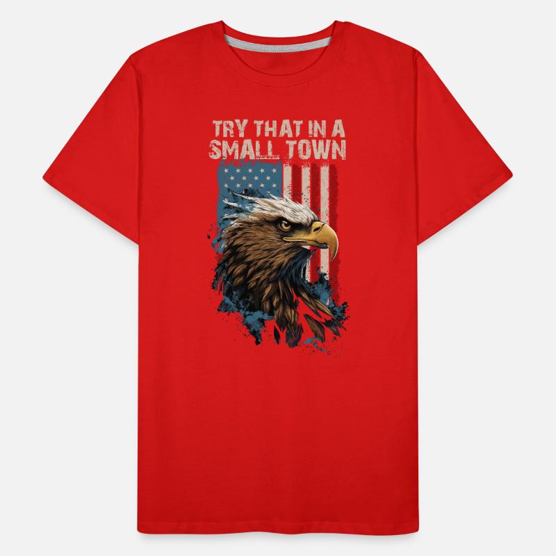 Versuchen Sie das in einer Kleinstadt American Flag Eagle Männer Premium Bio T-Shirt