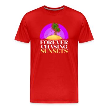 Forever Chasing Sunsets Vacances d’été rétro - T-shirt bio Premium Homme - rouge - Devant - Damien (186cm)