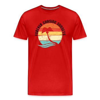 Forever Chasing Sunsets Vacances d’été rétro - T-shirt bio Premium Homme - rouge - Devant - Damien (186cm)