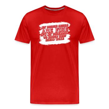 Meine sozialen Fähigkeiten sind in Ordnung - Männer Premium Bio T-Shirt - Rot - Vorne - Damien (186cm)