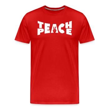 Enseigner la paix Jeu de mots Groovy Hippie Enseignant - T-shirt bio Premium Homme - rouge - Devant - Damien (186cm)