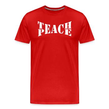 Enseigner la paix Jeu de mots Groovy Hippie Enseignant - T-shirt bio Premium Homme - rouge - Devant - Damien (186cm)