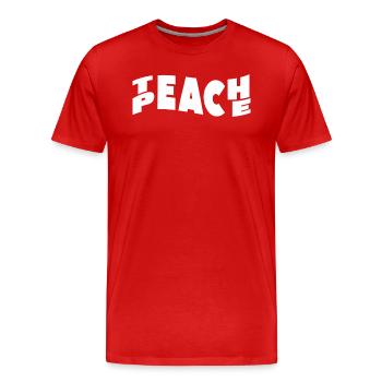 Enseigner la paix Jeu de mots Groovy Hippie Enseignant - T-shirt bio Premium Homme - rouge - Devant - Damien (186cm)