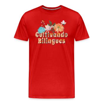 Cultivando Bilingües Spanischlehrer Bekleidung - Männer Premium Bio T-Shirt - Rot - Vorne - Damien (186cm)