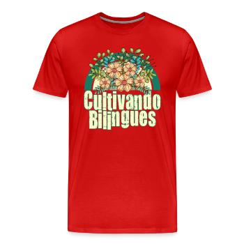 Cultivando Bilingües Spanischlehrer Bekleidung - Männer Premium Bio T-Shirt - Rot - Vorne - Damien (186cm)