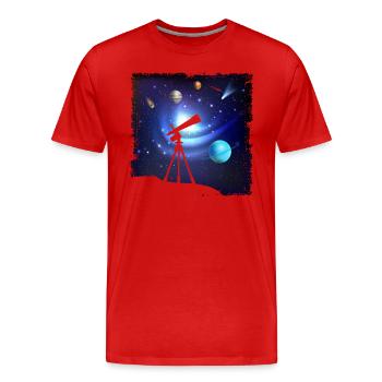 Photographie spatiale Télescope d’observation des étoiles Astronomie - T-shirt bio Premium Homme - rouge - Devant - Damien (186cm)