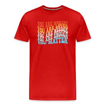 Dépression et conscience bipolaire : - T-shirt bio Premium Homme - rouge - Devant - Damien (186cm)