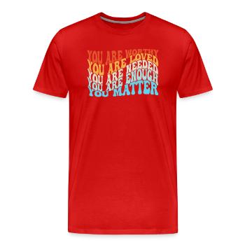 Dépression et conscience bipolaire : - T-shirt bio Premium Homme - rouge - Devant - Damien (186cm)