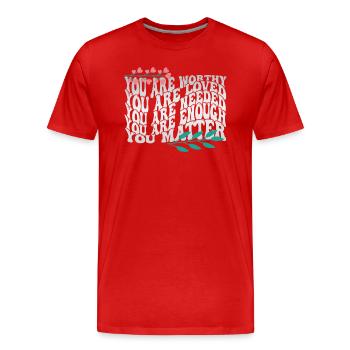 Dépression et conscience bipolaire : - T-shirt bio Premium Homme - rouge - Devant - Damien (186cm)