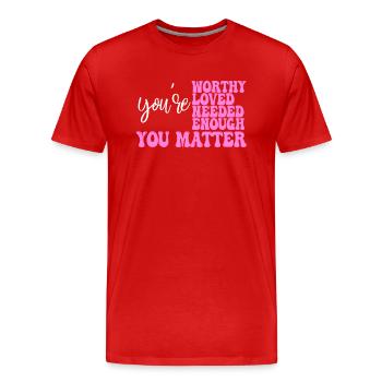 Dépression et conscience bipolaire : - T-shirt bio Premium Homme - rouge - Devant - Damien (186cm)