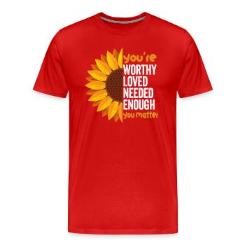 Dépression et conscience bipolaire : - T-shirt bio Premium Homme - rouge - Devant - Damien (186cm)