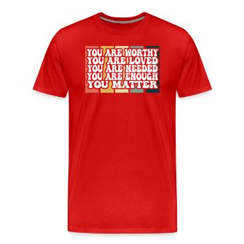 Dépression et conscience bipolaire : - T-shirt bio Premium Homme - rouge - Devant - Damien (186cm)