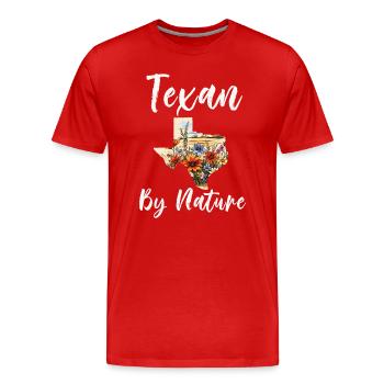 Wildflower Fields Wildflowers Bluebonnet - Men's Premium Organic T-Shirt - red - Front - Damien (186cm)