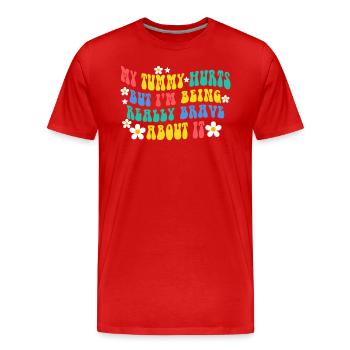 J’ai mal au ventre mais je suis vraiment - T-shirt bio Premium Homme - rouge - Devant - Damien (186cm)
