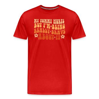J’ai mal au ventre mais je suis vraiment - T-shirt bio Premium Homme - rouge - Devant - Damien (186cm)