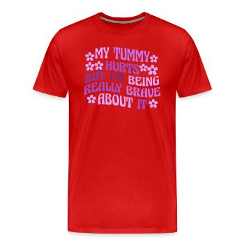 J’ai mal au ventre mais je suis vraiment - T-shirt bio Premium Homme - rouge - Devant - Damien (186cm)