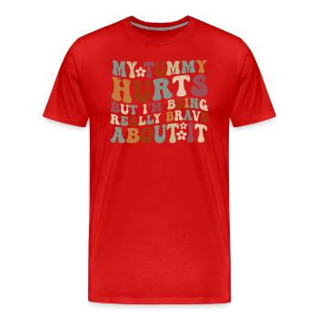 J’ai mal au ventre mais je suis vraiment - T-shirt bio Premium Homme - rouge - Devant - Damien (186cm)