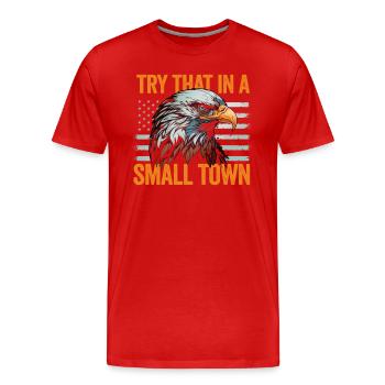 Small Town American Retro Eagle Vintage - Men's Premium Organic T-Shirt - red - Front - Damien (186cm)