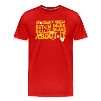 J’ai mal au ventre mais je suis vraiment - T-shirt bio Premium Homme - rouge - Devant - Damien (186cm)