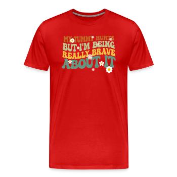 J’ai mal au ventre mais je suis vraiment - T-shirt bio Premium Homme - rouge - Devant - Damien (186cm)